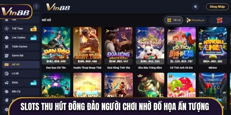 Slots game tại Vin88 com thu hút đông đảo người chơi nhờ đồ họa ấn tượng