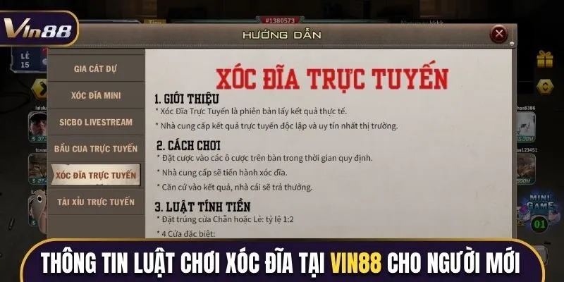 Thông tin luật chơi xóc đĩa  tại Vin88 cho người mới